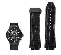 COEPMG Cinturino per orologio in vera pelle per Hublot Big Bang serie cinturino in pelle bovina da uomo con accessori accessori nero marrone 26 x 19 mm (colore: neronero bucke, dimensioni: 26 mm19