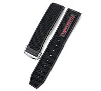 COEPMG Per Omega Speedmaster Cinturino per orologio in acciaio inossidabile Fibbia di distribuzione 20mm 21mm 22mm Cinturino in silicone in gomma (colore: nero argento rosso, dimensioni: 20mm)
