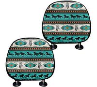 Coeqine, 2 pezzi copri poggiatesta auto accessori antipolvere decorazione per tutte le auto, SUV, camion, nativi americani tribali cavalli, acchiappasogni