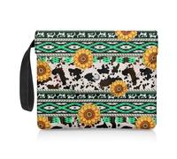 COEQINE 9X 11 Piccola Libreria Girasole Mucca Occidentale Stampa Maniche Libro Grande Capacità Compleanno per Madre Padre Amanti del Libro Casual Borsa con Maniglia