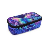 COEQINE Astuccio Kawaii per ragazze dai 10 ai 12 anni, grande capacità, astuccio grande per matite e penne per la scuola, Farfalla Neon, Taglia unica, Organizer per borse