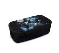 COEQINE Astuccio per ragazze, grande capacità, astuccio con cerniera, per ragazze adolescenti, motivo floreale vintage, regalo per il primo giorno a scuola, Farfalla blu., Taglia unica, Organizer per