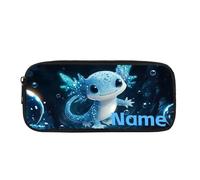 COEQINE Axolotl, astuccio per penne e matite blu per scuola, ufficio, grande capacità, borsa per riporre articoli di cancelleria, scatola porta documenti, borsa da viaggio con nome