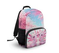 COEQINE Axolotl - Zaino da scuola con fiori per bambini, leggero, per ragazze, 6-8 anni, 2° grado, grande, borsa a tracolla per laptop per adolescenti, borsa a tracolla per passeggiate e picnic
