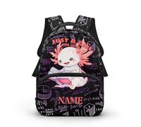 COEQINE Axolotl Zaino per la scuola per bambini, zaino personalizzato per ragazze dai 3 ai 5 anni in età prescolare per bambini solo una ragazza a cui piace studiare Axolotl con nome zaino per regali