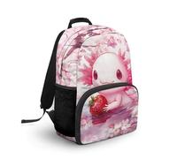 COEQINE Axolotl - Zaino per la scuola per ragazze adolescenti, Kawaii, rosa, per bambini, con tracolla regolabile, ideale come regalo di compleanno