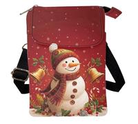 COEQINE Borsa a tracolla borsa a tracolla borse a tracolla per donne ragazze casual viaggi multiuso zaino floreale borsa, Campana rossa di Natale pupazzo di