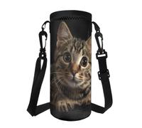 COEQINE Borsa a tracolla con gatto nero con tracolla, per bambini, ragazze, ragazzi, isolata, in neoprene, tracolla regolabile
