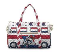 COEQINE Borsa a tracolla trapuntata da donna, da viaggio, palestra, borsa a tracolla grande, Rosso Blu Van Con Missouri, L, Classico