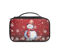 COEQINE Borsa cosmetica natalizia per gioielli da donna, graziosa borsa per il trucco, grande borsa da toilette estetica, Carino pupazzo di neve musica a, Beauty case