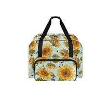 COEQINE Borsa da viaggio per macchina da cucire, 50,8 x 33 x 25,4 cm, organizer multitasche da donna, Girasole Giallo Piccolo Verde, Borsa da viaggio