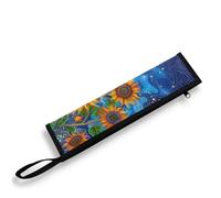 COEQINE Borsa da viaggio riutilizzabile per posate da viaggio, per cucchiaio, forchetta, bacchette, per ufficio, scuola, campeggio, escursionismo, Cielo Stellato Blu Girasole