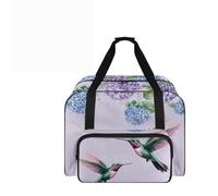 COEQINE Borsa da viaggio vintage per macchina da cucire, per adulti, principianti, 50,8 x 33 x 25,4 cm, Colibrì Viola Floreale, Borsa da viaggio