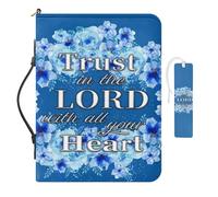 COEQINE Borsa della Bibbia blu per ragazze custodia in pelle per bibbia da donna con manici borsa da chiesa portatile impermeabile segnalibro boho floreale libro tote borsa taglia M, Trust in the Lord