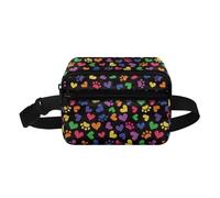 COEQINE Borsa natalizia piccola marsupio per famiglia, figlio, uomo, donna, modello alla moda, a vita alta, con tracolla, Stampa arcobaleno a forma di cuore, Zaino per bambini