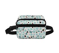 COEQINE Borsa natalizia piccola marsupio per famiglia, figlio, uomo, donna, modello alla moda, a vita alta, con tracolla, Farfalla a punta d'onda blu nera bianca, Zaino per bambini