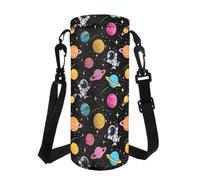 COEQINE Borsa per bottiglia d'acqua con tracolla per bambini carino arcobaleno leggero insualted borsa portabottiglie per bambini per la scuola, Spazio Arcobaleno Nero
