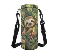 COEQINE Borsa per bottiglia d'acqua per bambini, con bradipo carino, con manico e tracolla per avere le mani libere, custodia leggera in neoprene portatile