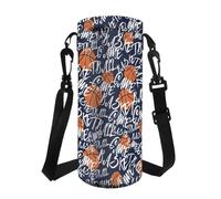 COEQINE Borsa per bottiglia d'acqua per giochi di basket, per bambini e ragazzi, portatile, isolata, in neoprene, custodia per borsa per bevande da 1000 ml/750 ml, con tracolla, regalo per il ritorno