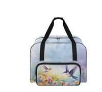 COEQINE Borsa per macchina da cucire con tasche e manici, organizer da viaggio per la maggior parte dei supporti, 50,8 cm, Colibrì Floreale Viola Chiaro, Borsa da viaggio