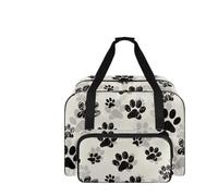 COEQINE Borsa per macchina da cucire con tasche e manici, organizer da viaggio per la maggior parte dei supporti, 50,8 cm, Stampa zampa bianca e nera, Borsa da viaggio