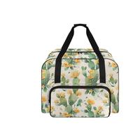 COEQINE Borsa per macchina da cucire con tasche e manici, organizer da viaggio per la maggior parte dei supporti, 50,8 cm, Cactus Floreale Verde, Borsa da viaggio