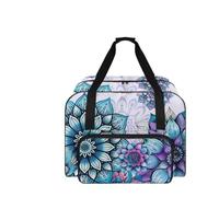 COEQINE Borsa per macchina da cucire con tasche e manici, organizer da viaggio per la maggior parte dei supporti, 50,8 cm, Mandala Floreale Blu, Borsa da viaggio