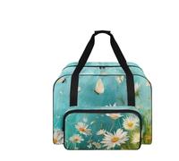 COEQINE Borsa per macchina da cucire con tasche e manici, organizer da viaggio per la maggior parte dei supporti, 50,8 cm, Margherita Floreale Azzurro, Borsa da viaggio
