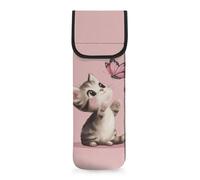 COEQINE Borsa per strumenti per capelli carina Cat Butterfly Print Flat Iron Case Grande Capacità Curling Manicotto Copertura Universale Portatile