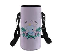 COEQINE Borsa porta bottiglia d'acqua isolata in neoprene per bambini e adulti, tracolla regolabile, portatile, per bottiglie in acciaio inossidabile e plastica, Elefante, moderno