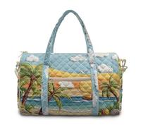 COEQINE Borsone trapuntato a tracolla, borsa da viaggio da donna, Palma Tramonto Spiaggia Tropicale, L, Classico