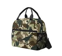 COEQINE Camo Lunch Box per ragazzi Cool Dinosaur Toddler Lunch Bag per ragazzi 4-6-8-10 scatole per il pranzo isolate con porta bottiglia d'acqua, lavabile, a prova di perdite, borsa tattica a