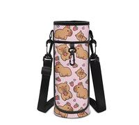 COEQINE Capybara Borsa per bottiglia d'acqua per la scuola per bambini e ragazze portabottiglie con tracolla leggera rosa fragola custodia per telefono per le donne borsa da bici per lo sport