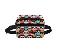 COEQINE Carino Pesce Rosa Ragazze Sling Bag per le Donne Piccolo Cintura Pack Bambini Marsupio Moda Fanny Pack per Viaggio, Panda carino cuore colorato, Zaino per bambini
