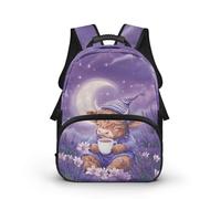 COEQINE Cartone animato Mini Zaino Per Le Ragazze Del Bambino Scuola Zaino 3-4 con Tasca Laterale Prescolare Asilo Elementare, Purple Highland Cow Coco Milk Moon, 40cm fit 3-6 Year