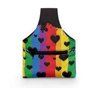 COEQINE Contenitore per materiale da cucito con manici, motivo arcobaleno a forma di cuore, kit da cucito per donne che amano il cucito fai da te, portatili, lavabili in lavatrice, 20 x 26 cm