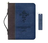 COEQINE Copertine della Bibbia Blu per Uomini Croce Personalizzata Bibbia Copertura per Uomo Impermeabile Segnalibro Viaggio Chiesa Bibbia Libro Copertina con Tasca per Telefono Taglia L