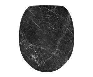 COEQINE Copri-sedile per WC in Marmo Nero, Morbido Tessuto in Velluto Leggero Protettore per Macchina con Fondo Elastico per Protezione del Sedile del WC, Lavabile, Portatile, Copertura Antipolvere