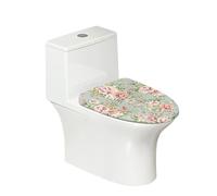 COEQINE Copriwater allungato con motivo floreale verde, stampa floreale retrò, singolo elasticizzato, lavabile