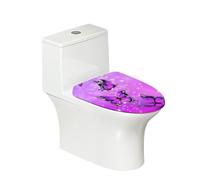 COEQINE Copriwater con farfalla viola, alla moda, da donna, decorazione per la casa e il bagno, antiscivolo, elastico