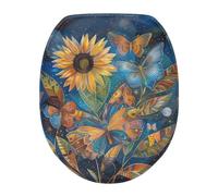 COEQINE Copriwater da bagno a forma di girasole con farfalla con fondo elastico per la decorazione del bagno di casa, accessori decorativi retrò con motivo farfalla copertura in peluche