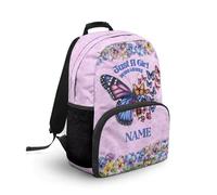 COEQINE Costumied - Zaino da scuola per bambini e ragazze, ideale come regalo per il ritorno a scuola materna, Solo una ragazza che ama farfalla con nome, 44cm fit 7-18 Year