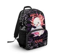 COEQINE Costumied - Zaino da scuola per bambini e ragazze, ideale come regalo per il ritorno a scuola materna, Solo una ragazza a cui piace studing Axolotl con nome, 44cm fit 7-18 Year