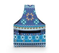 COEQINE Custodia da cucito blu boho floreale western tribale kit da cucito borsa portaoggetti per filati borsa organizer con manici taglia S 20 x 4,5 x 26 cm
