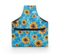 COEQINE Custodia da cucito con manici, portatile, pieghevole, carina, organizer per kit da cucito, con motivo girasole blu, onde del mare, leggera, piccola, per cucito, 28 x 35,5 cm
