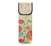 COEQINE Custodia da viaggio in ferro piatto floreale per donne e donne, organizer per strumenti per capelli, con tasca, organizer per capelli, design elegante per il compleanno di lei
