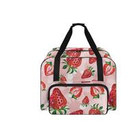 COEQINE Custodia leggera per macchina da cucire, organizer multitasche, per progetti fai da te e viaggi, rosa, Stampa alla fragola., Borsa da viaggio