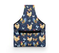 COEQINE Custodia per aghi per macchina da cucire, taglia S, stile vintage, motivo pollo e farfalla, scatola organizer con manici, tasca frontale per riporre kit da cucito per donne che amano il fai da