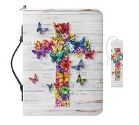 COEQINE Custodia per bibbia a forma di farfalla, da donna, di grandi dimensioni, 26 x 19 x 5 cm, in pelle, con segnalibri e manico, borsa da chiesa, leggera, per ufficio, borsa da donna, regalo