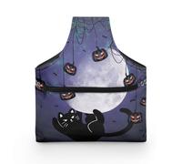 COEQINE Custodia per filati da cucito, taglia L, motivo: gatti neri, Halloween, zucca, kit da cucito portatile per donne, accessori da cucito da viaggio, 28 x 6 x 35,5 cm